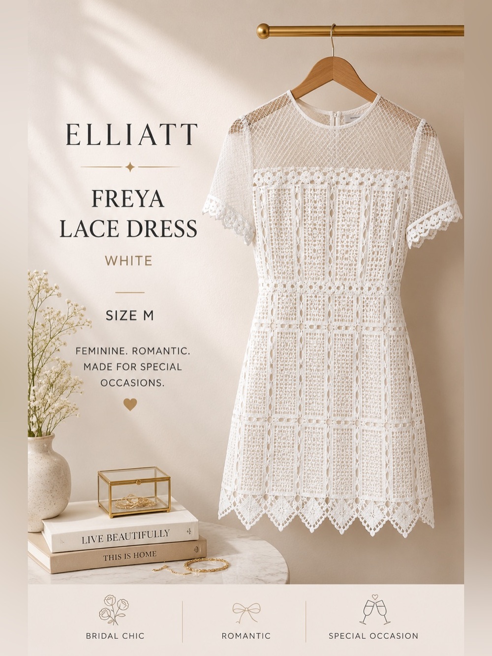 Elliatt Freya Lace Mini Dress White Size Medium